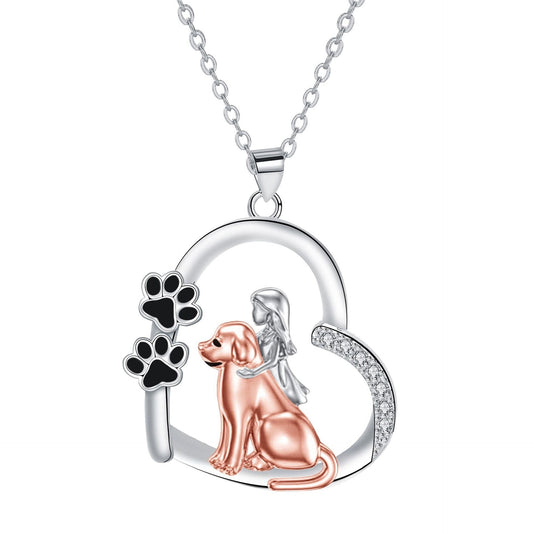 Heart-shaped Dog And Girl Necklace™