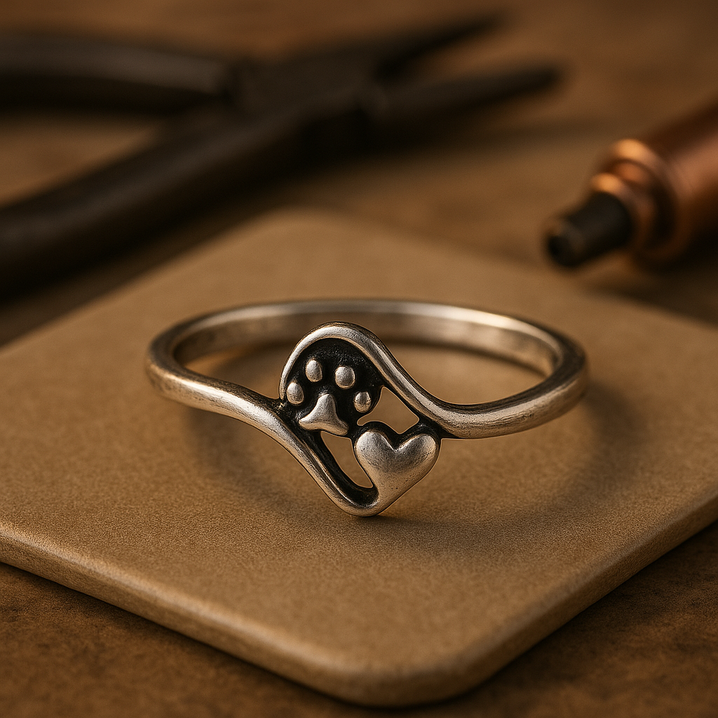 Paw And Heart Ring | Silver