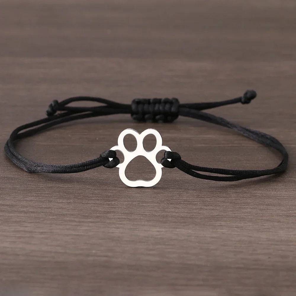 Paw Print Cord Bracelet™ – Adjustable Black and Red Design