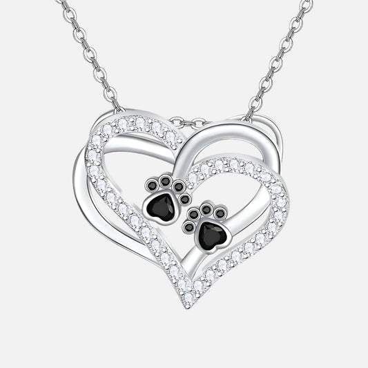 Dog Paw Heart Necklace with Zirconia™
