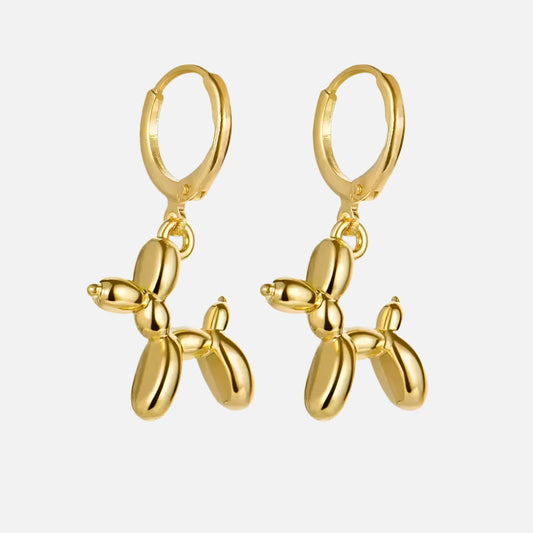 Gold Huggie Earrings with Mini Balloon Dog Charm™