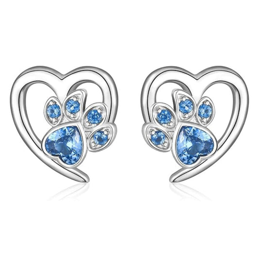 Paw and Heart Earrings with Zirconia™