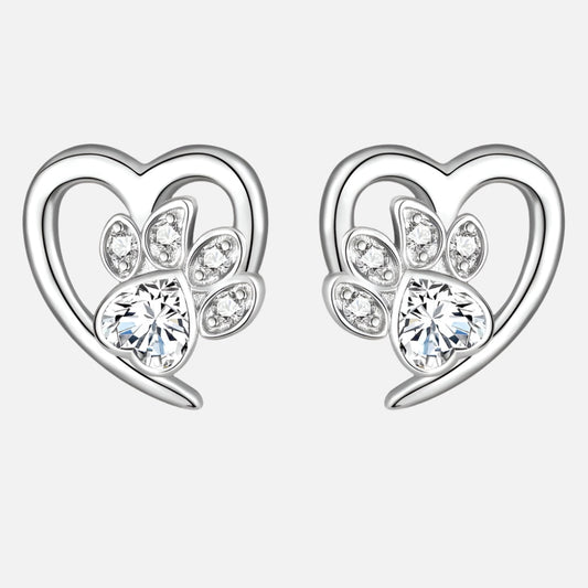 Paw and Heart Earrings with Zirconia™
