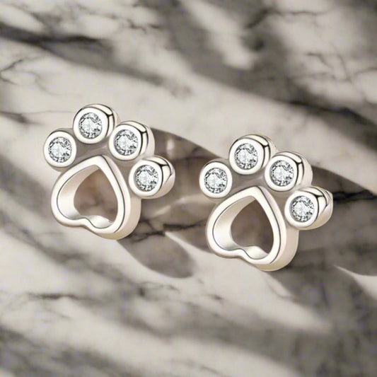Paw Stud Earrings in Sterling Silver™ – With Sparkling Zirconia