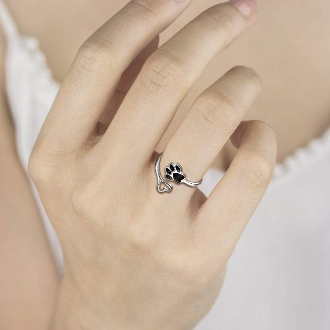 Paw And Heart Ring | Silver
