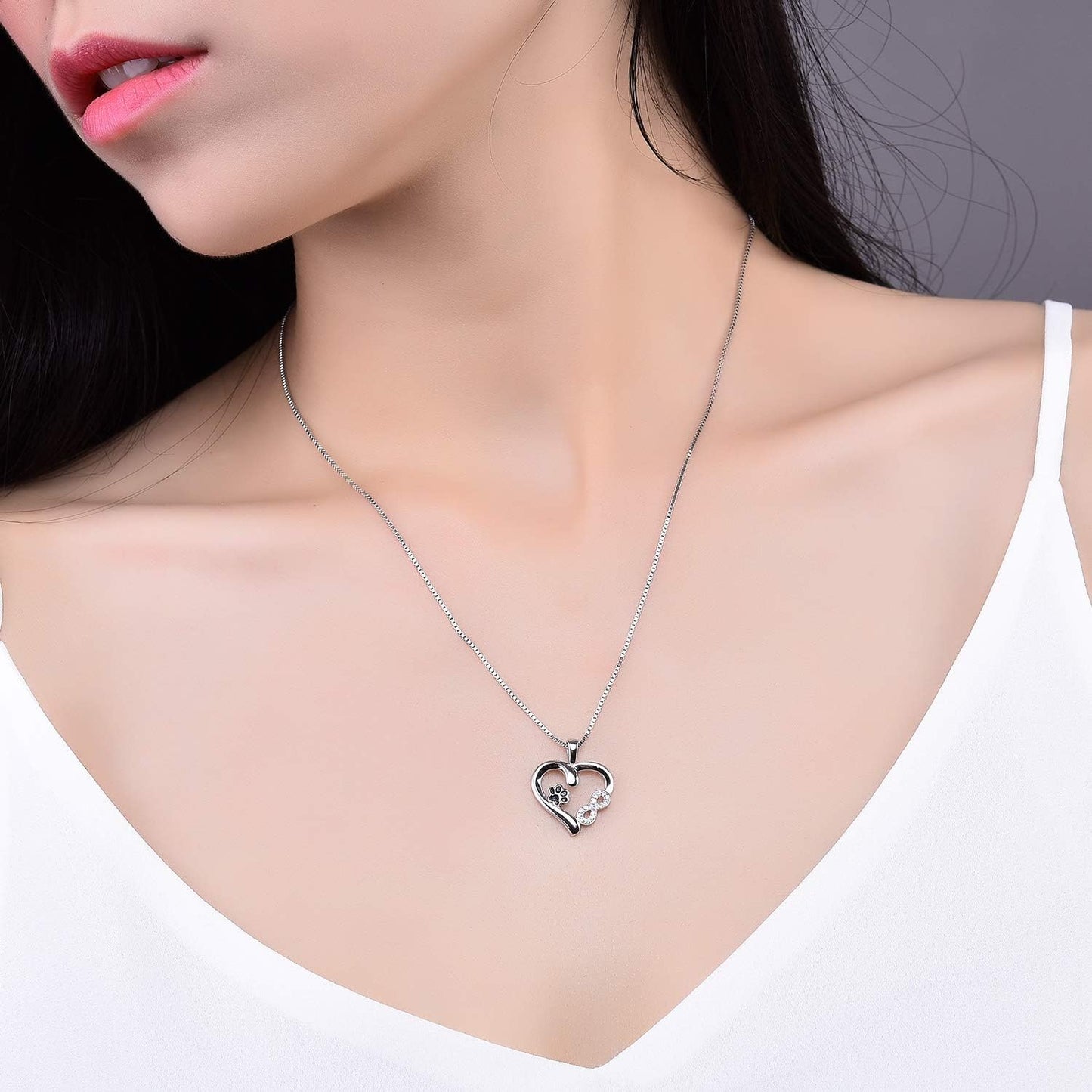 Paw and Heart Necklace with Infinity Charm™
