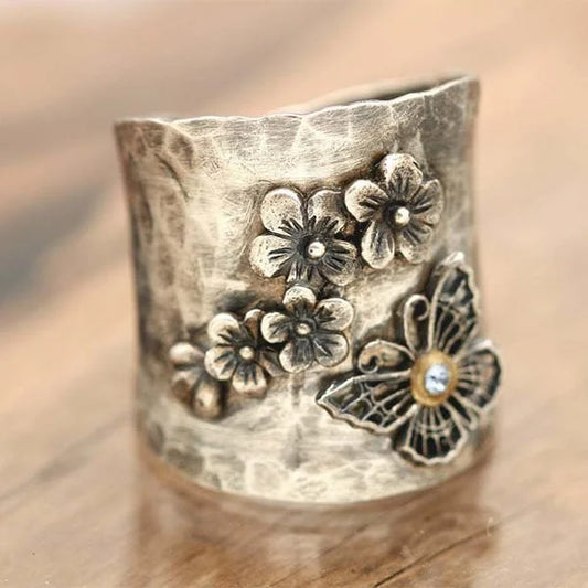 Bee Flower Butterfly Wide Band Ring™