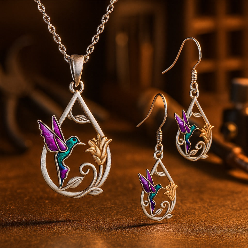 Beautiful Hummingbird Necklace for Women with Bonus Earrings™