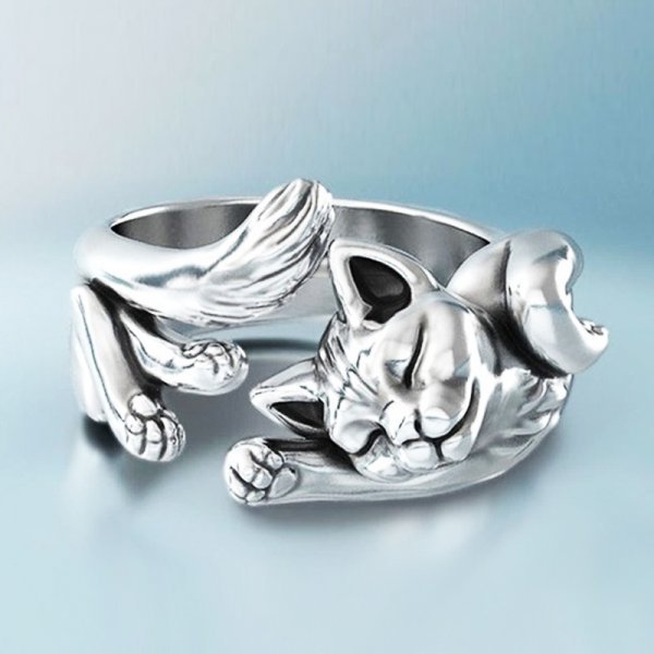 Lazy Cat Ring | Silver
