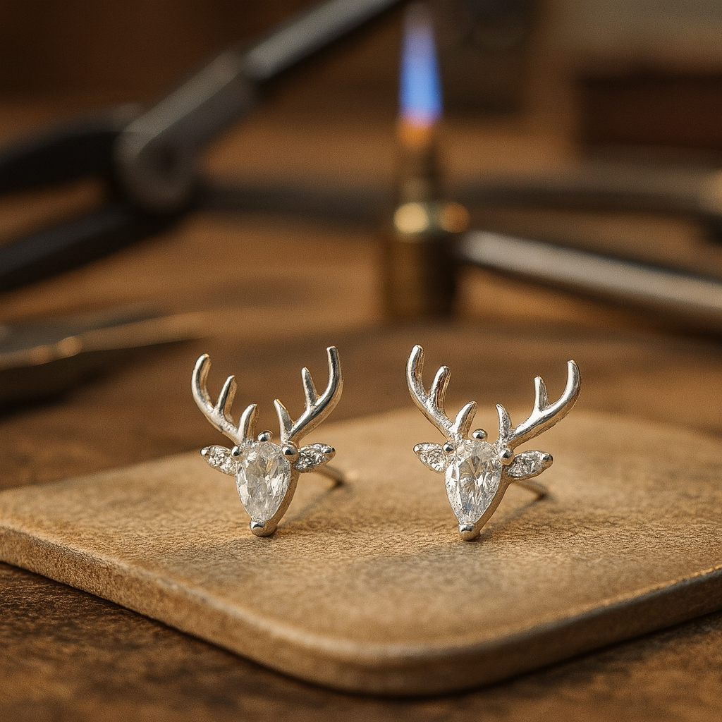 Antler Earrings With Clear Zircon™