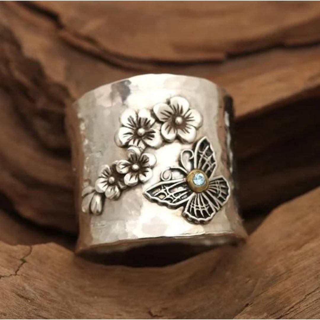 Bee Flower Butterfly Wide Band Ring™