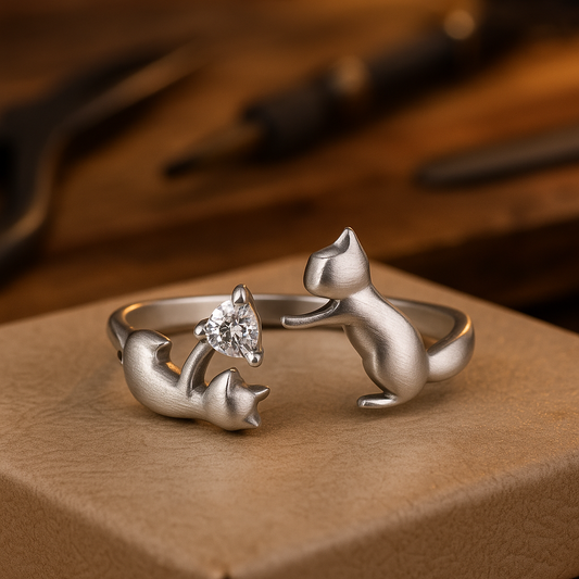 Playful Cats Ring | Silver