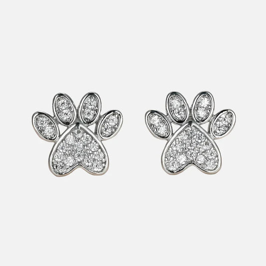 White Zirconia Paw Studs™ – Heart-Shaped Design