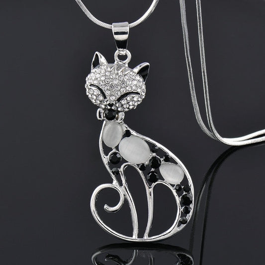 Cats of Love Necklace in Sterling Silver and Zirconia Encrusted™