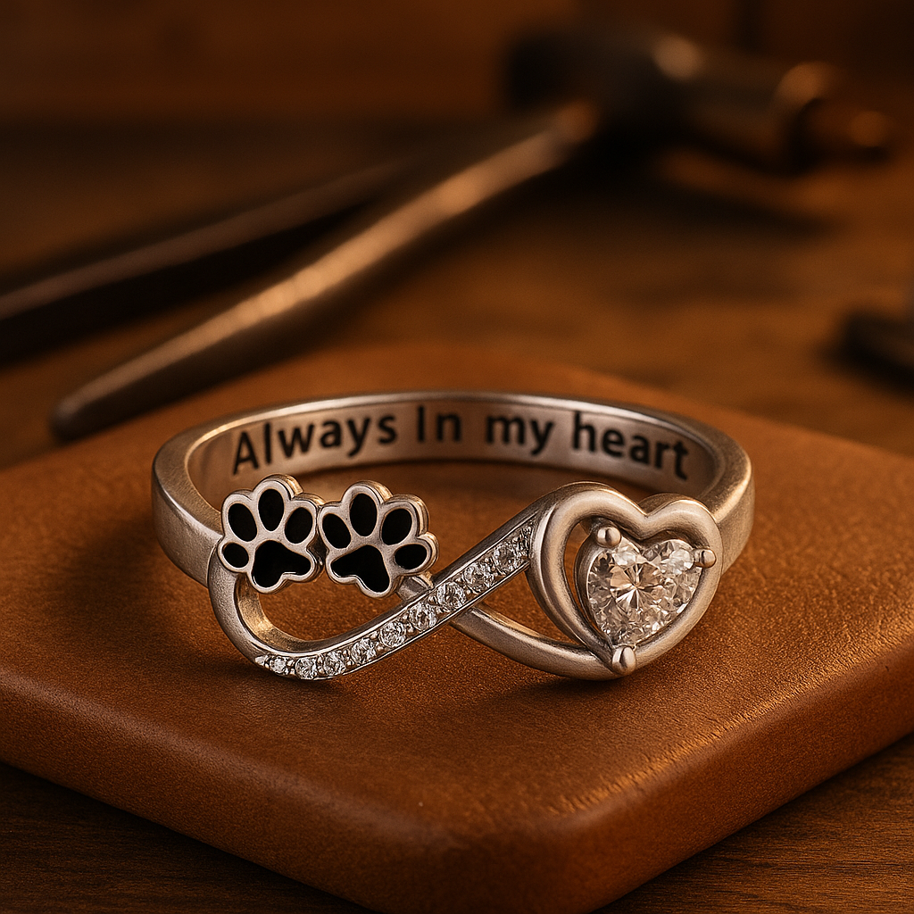 Paw And Heart Ring | Silver