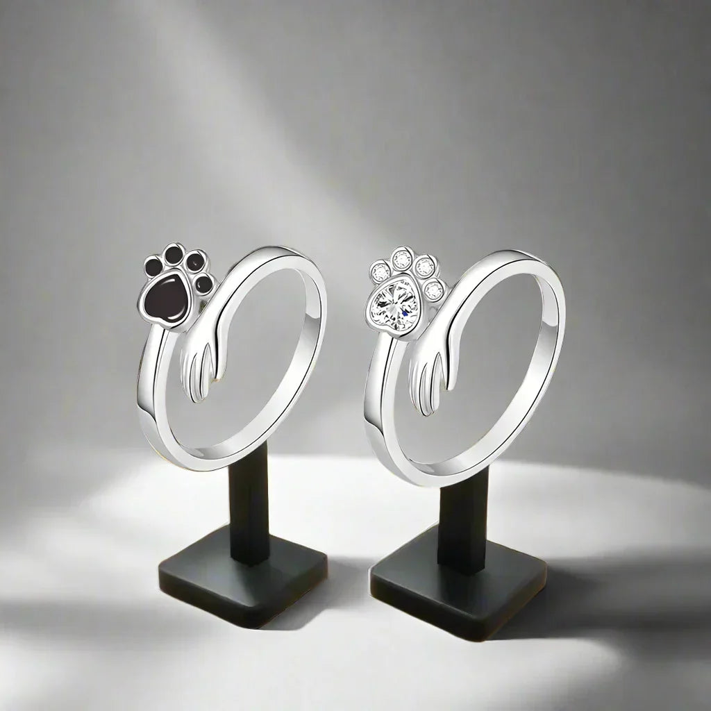925 Sterling Silver Adjustable Ring™ – Hand and Paw Print Design