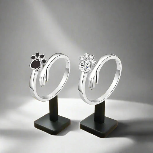 925 Sterling Silver Adjustable Ring™ – Hand and Paw Print Design