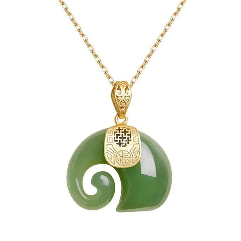 Hetian Jade Elephant Pendant Necklace™ – 18K Gold Plated Chain for Women
