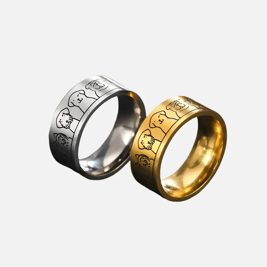 Wide Stainless Steel Dog Ring™ – Engraved Design for Women