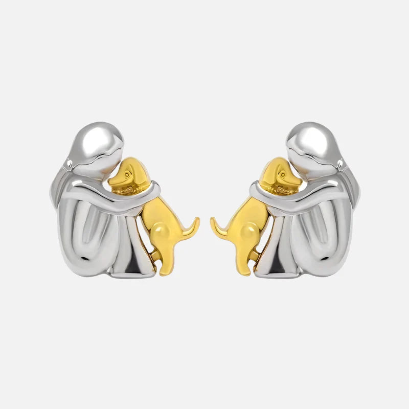 Human & Dog Hug Earring | Silver/Gold