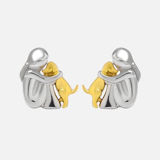 Human & Dog Hug Earring | Silver/Gold