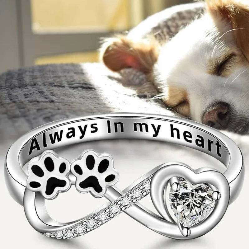 Paw And Heart Ring | Silver
