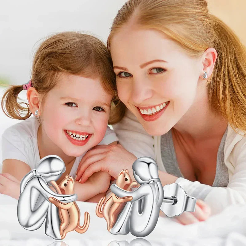 Woman & Cat Hug Ring | Rose/Gold