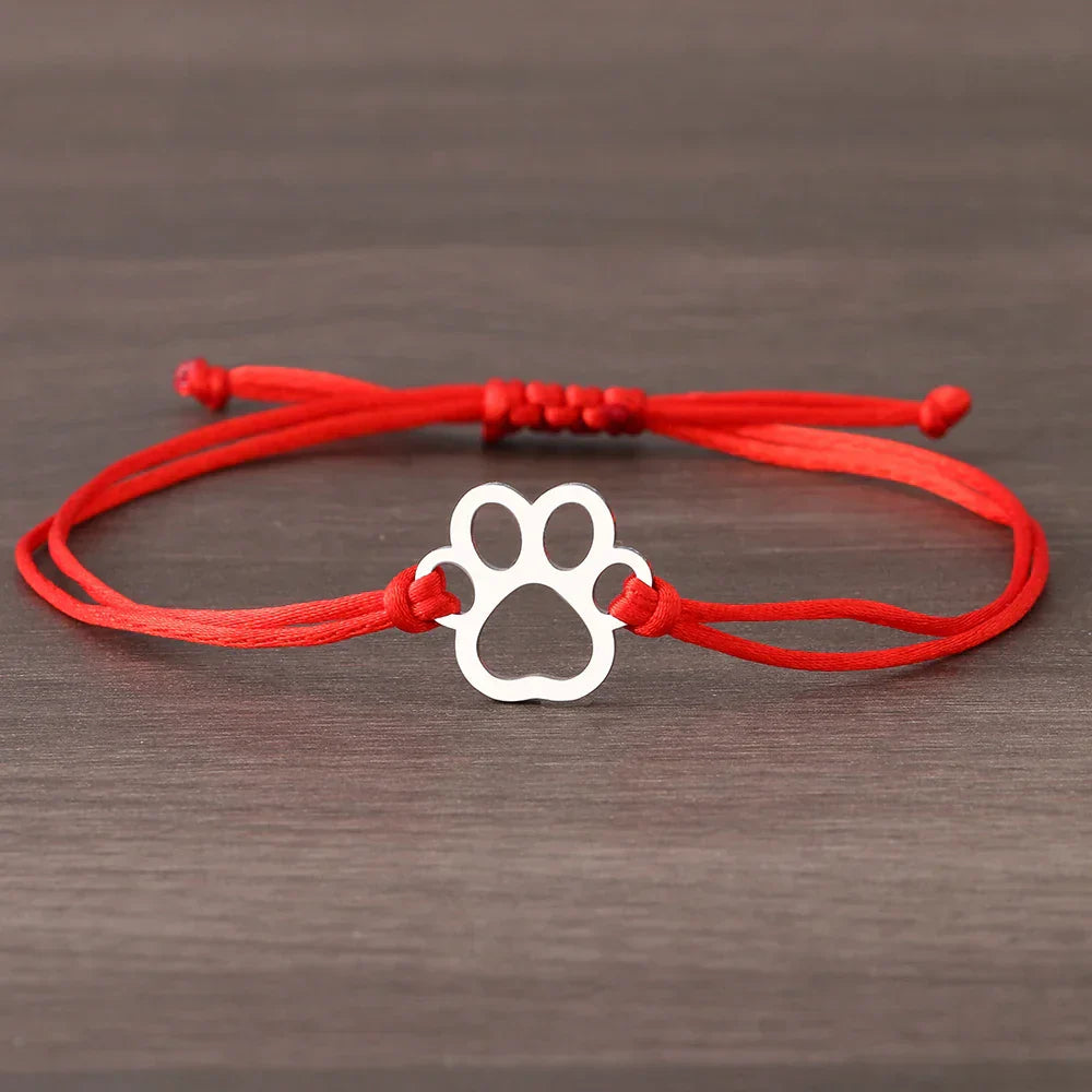 Paw Print Cord Bracelet™ – Adjustable Black and Red Design