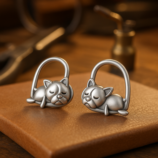 925 Silver Sleeping Puppy Stud Earrings™