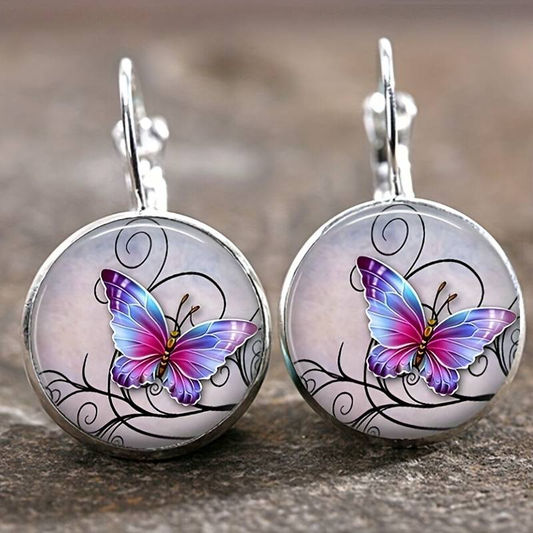 Vintage Rounded Crystal Butterfly Earrings™