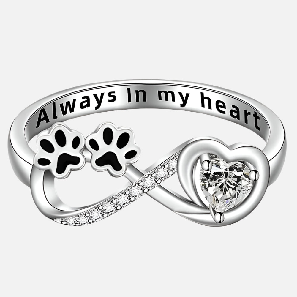 Paw And Heart Ring | Silver
