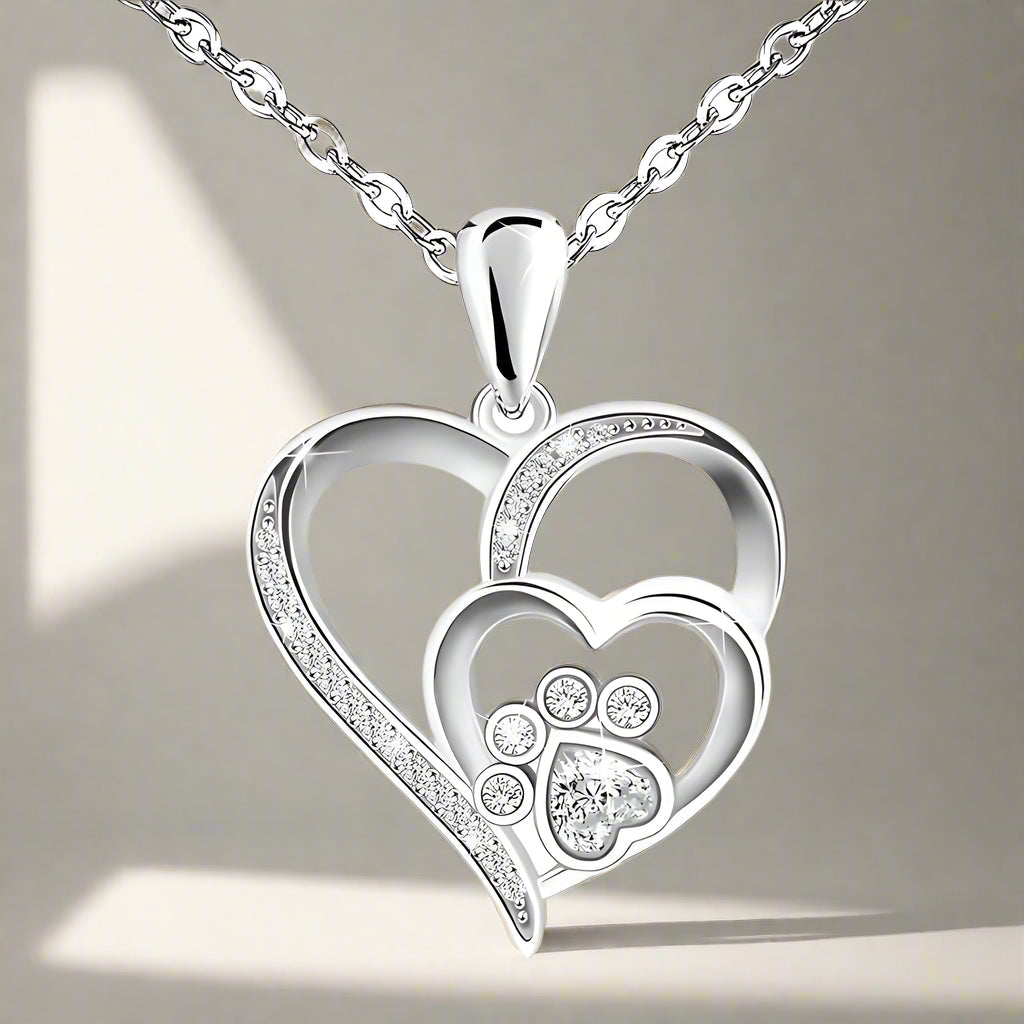 Heart Paw Necklace | Silver