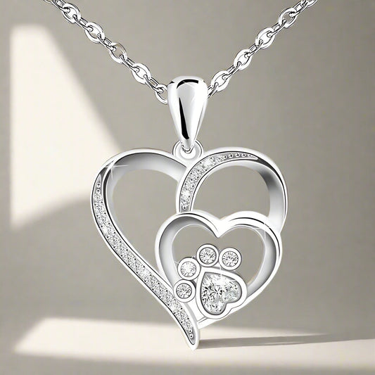 Heart Paw Necklace | Silver
