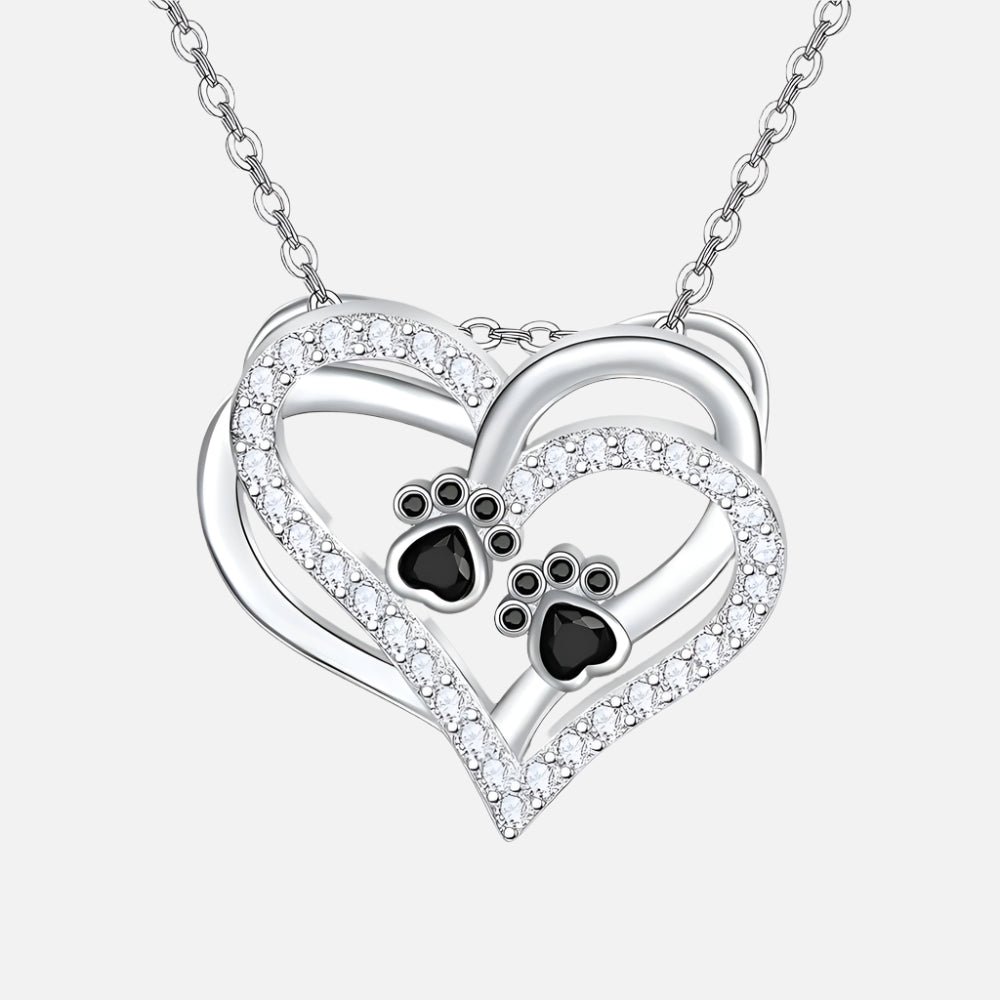 Dog Paw Heart Necklace with Zirconia™