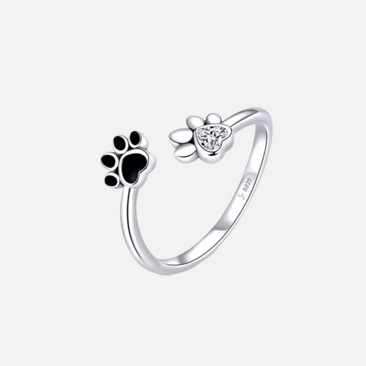 925 Sterling Silver Paw Ring™ – Adjustable with Zirconia & Enamel