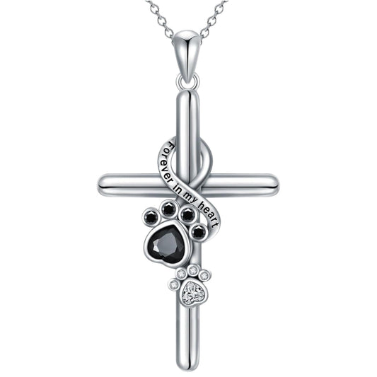 Paw & Cross Necklace | Silver
